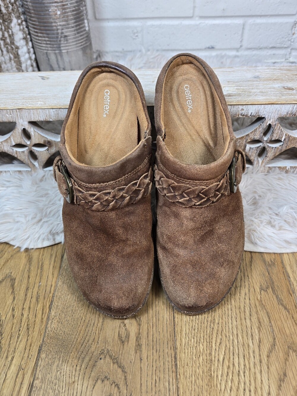 Aetrex Brown Suede Slip On Mule Size 8.5 - Picture 8 of 9